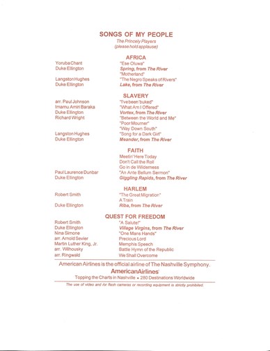 Songs of My People listing