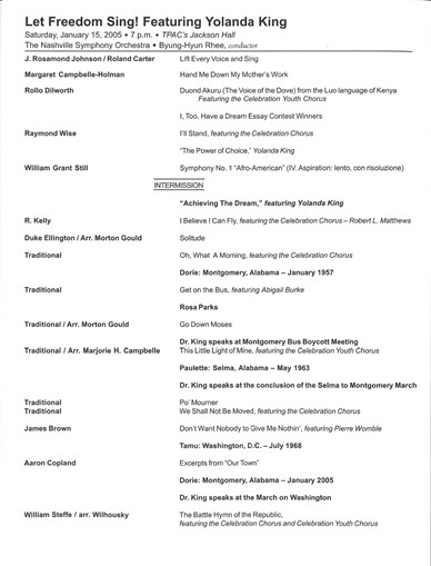 2005 LFS Program listing